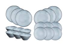 Set vaisselle 18 pièces en grès gris
