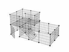 Songmics clôture 2 niveaux, enclos modulable, pour lapins, cochon d’inde, panneaux grillagés, usage intérieur, 143 x 73 x 71 cm, noir lpi06h Panneaux