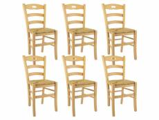 Suzy - lot de 6 chaises naturelles et assises en paille