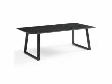 Table basse 120x60 cm céramique noir marbré pieds