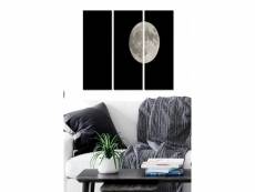 Tableau triptyque fabulosus l70xh50cm motif pleine lune noir et blanc
