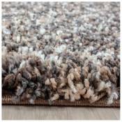 Tapis rond shaggy bicolore moderne Eve Taupe ø 80 - Taupe