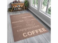 Tapiso floorlux tapis cuisine marron beige motif café résistant fin 80x150 cm 20220 COFFEE / NATURAL 0,80*1,50