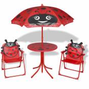 Vidaxl - Jeu de bistro avec parasol pour enfants 3 pcs Rouge