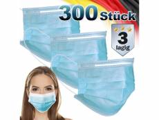 300x masques jetables en tissu polaire 3 plis bleu