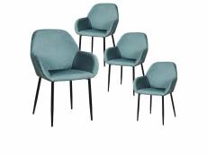 Alessia - lot de 4 fauteuils velours côtelé bleu