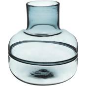 Atmosphera - Vase plat Line verre gris H24cm créateur