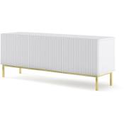 Bim Furniture - Meuble tv ravenna b 150 cm 3D fraisé blanc mat + cadre