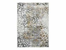 Borges ceramik - tapis graphique effet céramique gris or 120x170