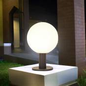 Borne de jardin éclairage extérieur extérieur E27 lampe d'extérieur lampadaire, boule de verre aluminium, opale, 1x douille E27, DxH 25x38 cm