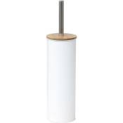 Brosse wc metal couvercle bambou - blanc Tendance