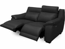 Canapé 2 places avec 2 relax en 100% tout cuir épais luxe italien - 2 relax électriques, noir. Bern