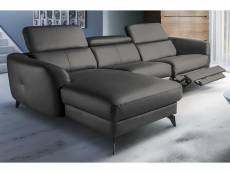 Canapé d'angle relax en cuir de luxe italien avec relax électrique, 5 places bertoni, gris foncé, angle gauche