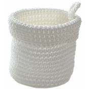 Casâme - Panier rond maille crochet blanc 12x10cm