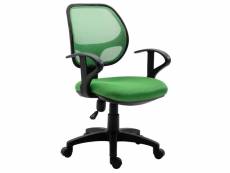 Chaise de bureau enfant cool fauteuil pivotant et ergonomique avec accoudoirs siège à roulettes et hauteur réglable, mesh vert foncé