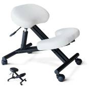 Chaise de bureau ergonomique siège assis-genoux similicuir Balancesteel Couleur: Blanc