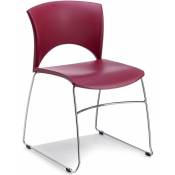 Chaise de conférence sole avec structure en fil de fer chromé en métal, siège et dossier bordeaux