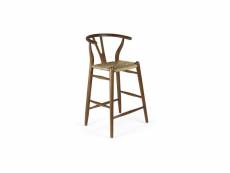 Chaise haute bois rotin marron 50x45x97cm - bois, rotin - décoration d'autrefois