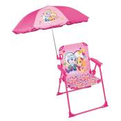 Chaise pliante avec parasol Pat'Patrouille rose - motif Stella et Everest