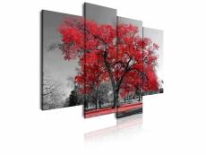 Dekoarte - impression sur toile moderne | décoration pour le salon ou chambre | paysage arbres rouges nature | 120x85cm C0041