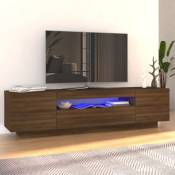 Design In - Meuble tv avec lumières led pour Salon - Armoire tv Chêne marron 160x35x40 cm BV130458