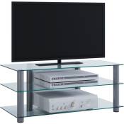 Ebuy24 - Zumbo Meuble tv avec 3 tabletes en verre, argenté, verre transparent.