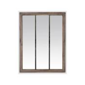 Emde - Miroir industriel 3 bandes en bois et métal rouillé 85x113cm