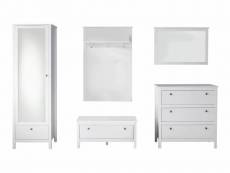 Ensemble de 5 meubles d'entrée en mélaminé blanc. L-h-p: 274 - 192 - 38 cm