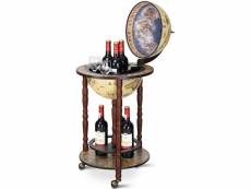 Giantex bar globe terrestre vintage mappemonde en bois d'eucalyptus porte-bouteilles minibar roulant 16e siècle