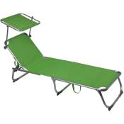 Harms - Bain de soleil en aluminium couvercle pliable chaise de plage de jardin mobilier d'extérieur mobile textile vert acier 504665
