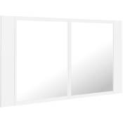 Helloshop26 - Armoire salle de bain à miroir led 80 x 12 x 45 cm acrylique blanc - Blanc