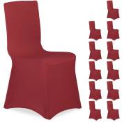 Housse de chaise en lot de 12, extensible, universelle, lavable, décoration de mariage ou de banquet, rouge foncé