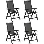 Kenny 4 x chaise de jardin, dossier réglable, 6 positions, noir/noir. - Noir