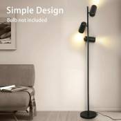 Lampadaire minimaliste en fer forgé (3 têtes Noir, câble 1,8 m) - Douilles GU10, sans ampoule