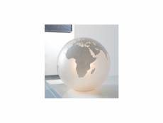 Lampe globe terrestre en verre dépoli sompex