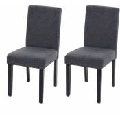 Lot de 2 chaises de salle à manger en tissu gris foncé pieds foncés
