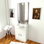 Meuble salle de bain blanc 60 cm sur pied + vasque