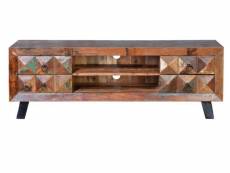 Meuble tv en bois recyclé multicolore - longueur 155