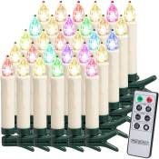Monzana - Set de bougies de Noël led sans fil Décoration lumineuse avec télécommande Bougies à piles pour sapin Set de 30 / Multicolore