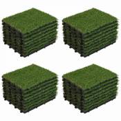 Oviala - Lot de 32 dalles clipsables gazon artificiel vert - Vert