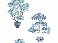 Papier peint auto-adhésif - bonsaïs - bleu