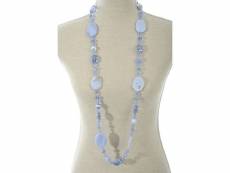 Paris prix - collier design cristal & perles "neck" 18cm bleu
