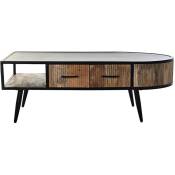 Pegane - Table basse en bois de manguier et métal coloris marron / doré - longueur 130 x profondeur 70 x hauteur 46 cm