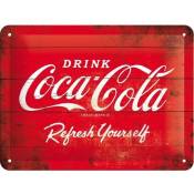 Plaque décorative en métal en relief 20 x 15 cm Coca Cola Logo Rouge