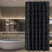 Rideau de douche en Polyester, tissu imperméable, épais, noir et argenté, 180x180cm