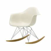 Rocking chair RAR - Eames Plastic Armchair / (1950) - Pieds chromés & bois clair - Vitra gris en plastique