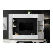 SIENNA Composition murale TV - Laque blanc et beton