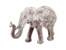 Statuette déco éléphant "jade" 28cm gris blanchi