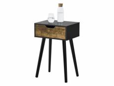 Table basse pour salon meuble design avec tiroir capacité de charge 5 kg panneau de partiules bois revêtu pvc 60 x 40 x 30 cm noir bois foncé [en.casa