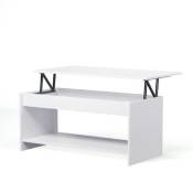 Table basse relevable - Style contemporain blanc mat